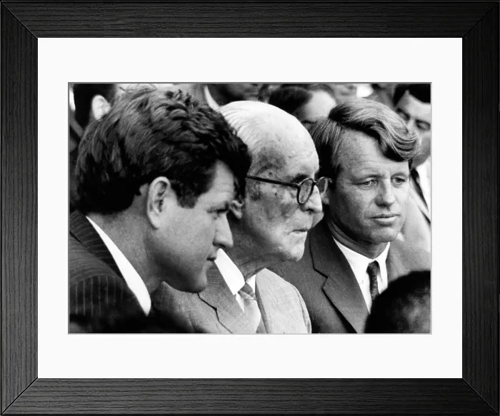 Framed Print : Senator Edward M. Kennedy, Joseph P. Kennedy, Senator Robert F. Kennedy, at the opening game of the 1967 World Series, October 4, 1967