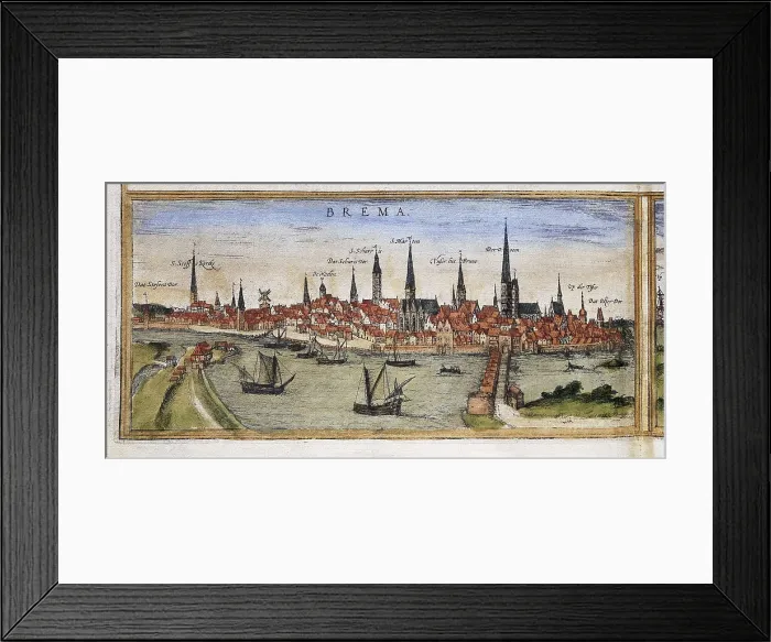 Framed Print : HOGENBERG, Franz (1535-1590). Civitatis Orbis Terrarum. 1572-1617. Bremen (1572). Lower left detail