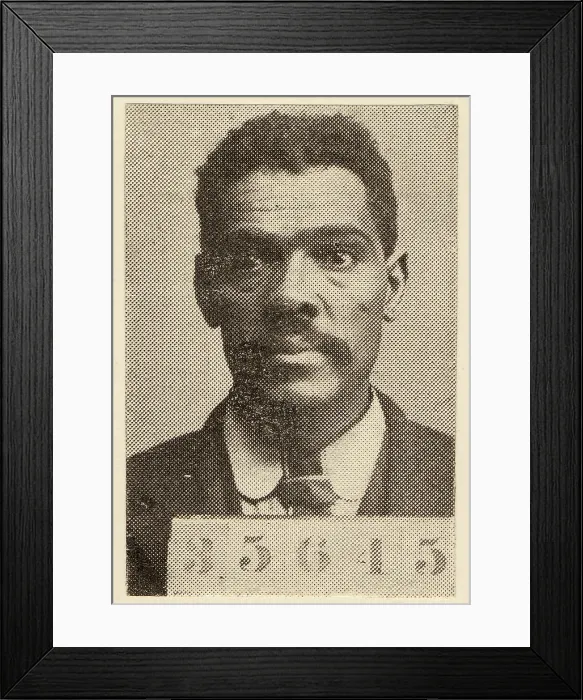 Framed Print : Joseph Chancellor, police mug shot of an African American man, halftone photograph, 1910 Framed Print : Joseph Chancellor, police mug shot of an African American man, halftone photograph, 1910