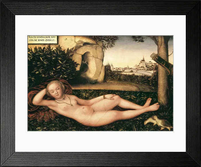 Framed Print : Cranach, Lucas, 'the Elder' (1472-1553). The Nymph of the Spring. ca. 1537. Renaissance art. Oil on wood. UNITED STATES OF AMERICA. Washington. National Gallery of Art