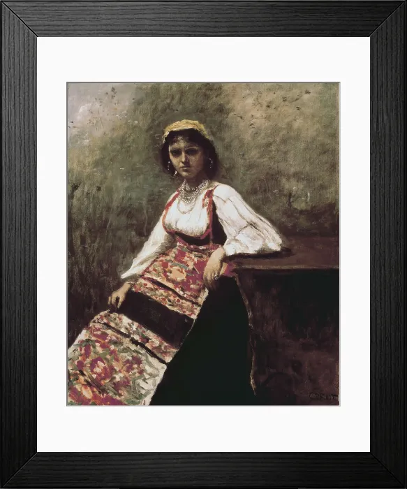 Framed Print : COROT, Jean-Baptiste Camille (1796-1875). Italian Girl (Jeune italienne). ca. 1872. Realism. Oil on canvas. UNITED STATES OF AMERICA. Washington. National Gallery of Art