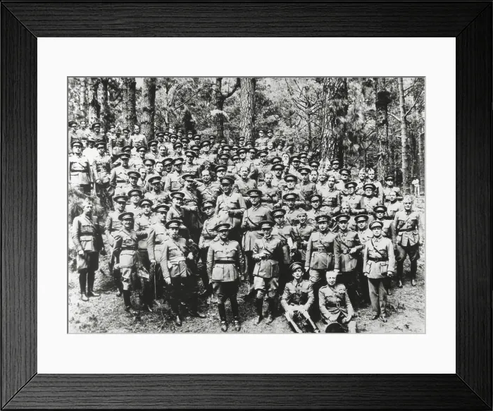Framed Print : Francisco Franco, General Commander of the Canary Islands, with the officers of the Canary Islands Military Command