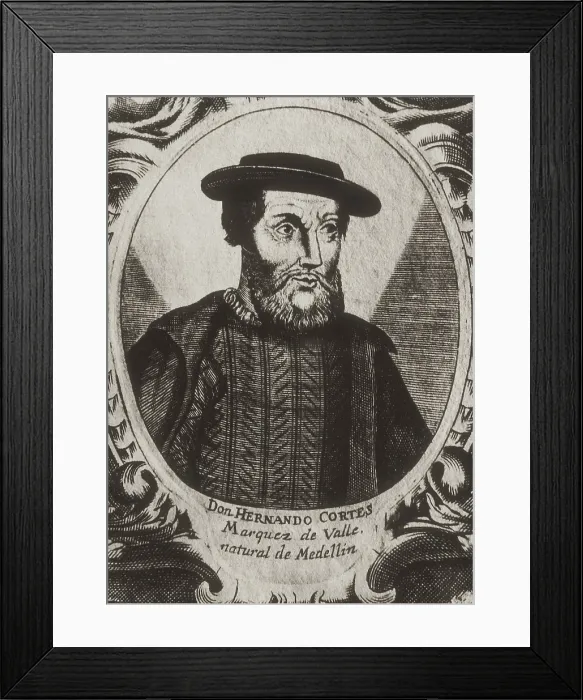 Framed Print : CORTS, Hernn (1485-1547). Spanish conqueror of Mexico. Engraving. AISA / Everett Collection**US SALES ONLY**