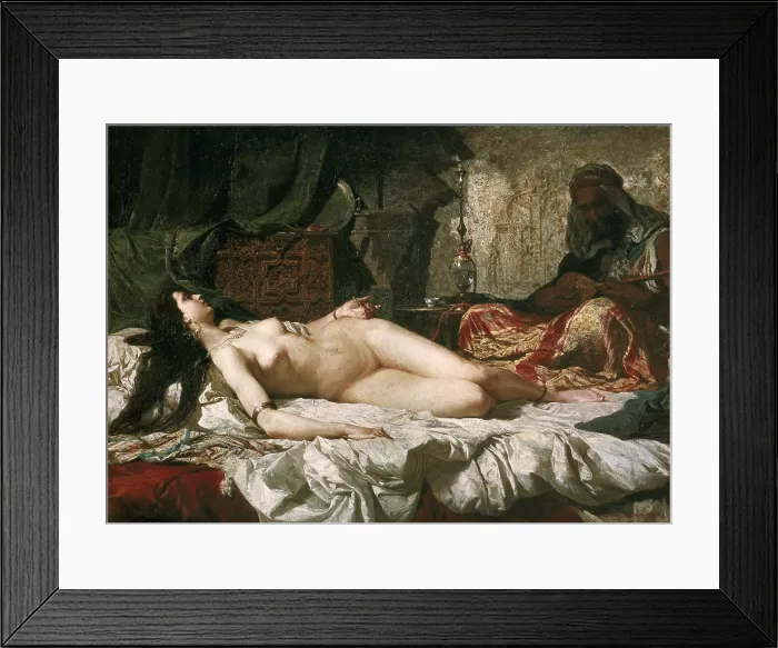 Framed Print : FORTUNY, Mariano (1838-1874). Odalisque. 1861. Oil on cardboard. Romanticism. Orientalism. Oil. SPAIN. Barcelona. National Art Museum of Catalonia