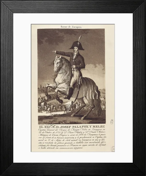 Framed Print : PALAFOX, Jos Rebolledo de (1776-1847). Spanish military man, defender of Zaragoza in 1808. Portrait by Agustn Alcaide Ibieca. Engraving. SPAIN. Madrid. National Library Framed Print : PALAFOX, Jos Rebolledo de (1776-1847). Spanish military man, defender of Zaragoza in 1808. Portrait by Agustn Alcaide Ibieca. Engraving. SPAIN. Madrid. National Library
