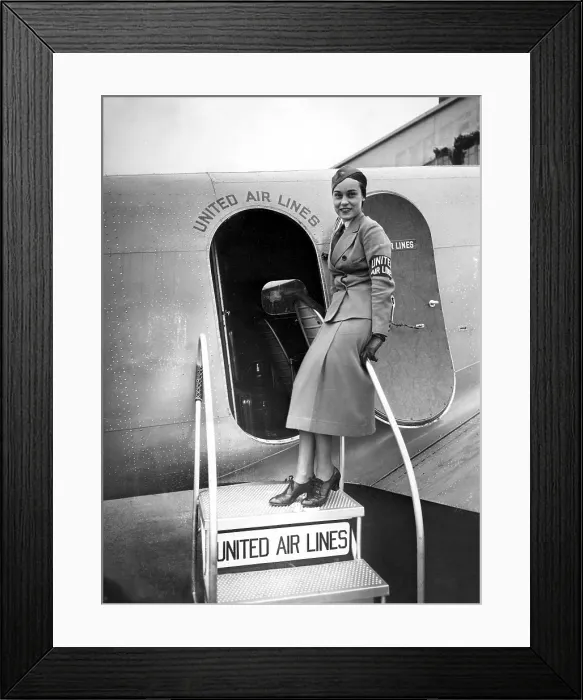 Framed Print : United Airline Stewardess Agnes Hurt. 1935.. Courtesy: CSU Archives  /  Everett Collection