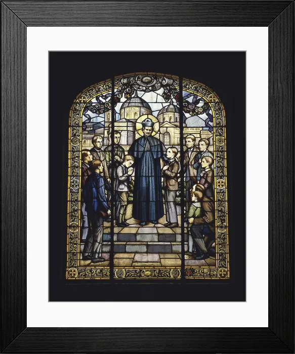 Framed Print : Bosco, Saint John (1815-1888). Italian priest and educator. Glass window. AISA / Everett Collection - Image has fine art copyright Framed Print : Bosco, Saint John (1815-1888). Italian priest and educator. Glass window. AISA / Everett Collection - Image has fine art copyright