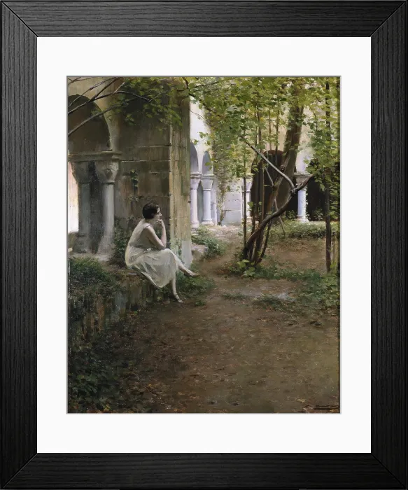 Framed Print : CASAS i CARBO, Ramn (1866-1932). Figure and cloister. ca. 1923. Modernism. Oil on canvas. Private Collection. AISA / Everett Collection**US SALES ONLY**
