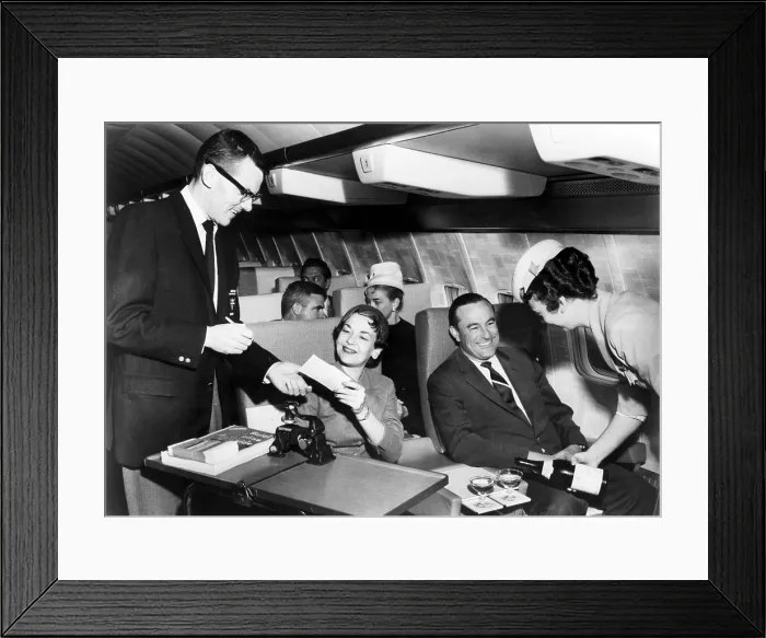 Framed Print : Continental Airlines has transferred all ground ticketing funcitons to the company's Golden Jet Boeing 707s Framed Print : Continental Airlines has transferred all ground ticketing funcitons to the company's Golden Jet Boeing 707s