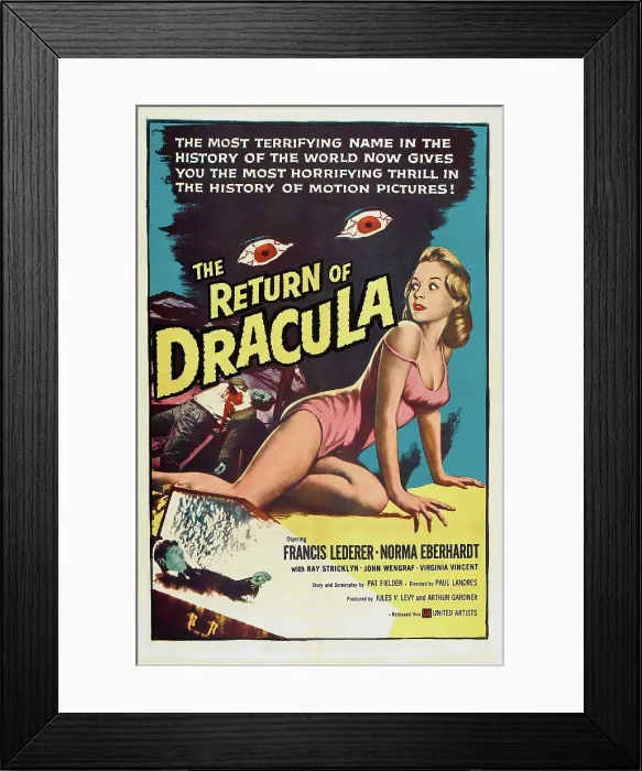 Framed Print : THE RETURN OF DRACULA, Francis Lederer, Norma Eberhardt, 1958 Framed Print : THE RETURN OF DRACULA, Francis Lederer, Norma Eberhardt, 1958