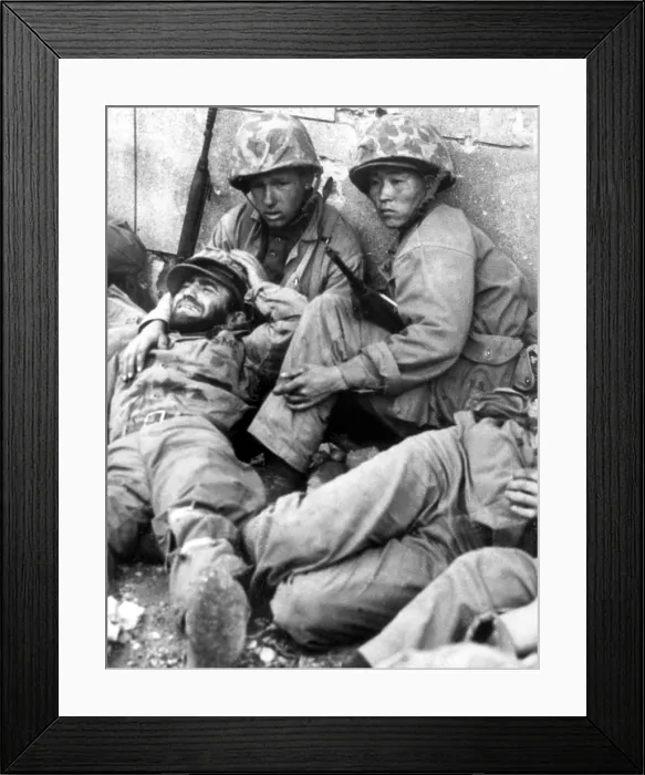 Framed Print : 10 / 01 / 50--SOUTH KOREA: During heavy fighting, U.S. Marines snatch a moment's rest behind a wall in the streets of Seoul.. Courtesy: CSU Archives / Everett Collection Framed Print : 10 / 01 / 50--SOUTH KOREA: During heavy fighting, U.S. Marines snatch a moment's rest behind a wall in the streets of Seoul.. Courtesy: CSU Archives / Everett Collection