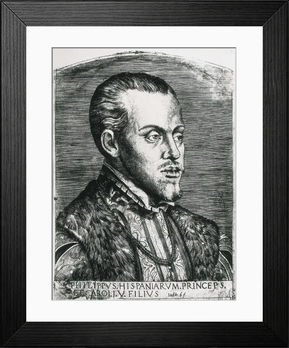 Framed Print : PHILIP II of Spain (1527-1598). Portrait of Philip still as prince. Xylography. AISA / Everett Collection**US SALES ONLY**
