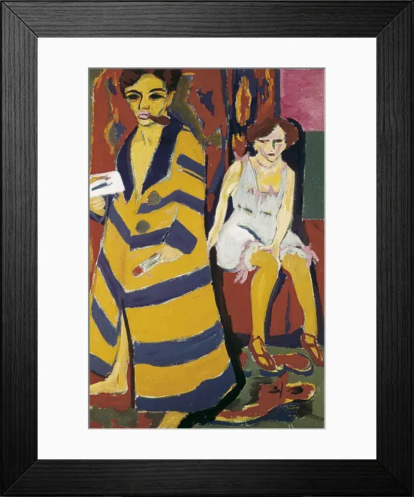Framed Print : KIRCHNER, Ernst Ludwig (1880-1938). Self-portrait with Model. 1907. Expressionism. Die Brcke. Oil on canvas. GERMANY. Hamburg. Hamburger Kunsthalle Framed Print : KIRCHNER, Ernst Ludwig (1880-1938). Self-portrait with Model. 1907. Expressionism. Die Brcke. Oil on canvas. GERMANY. Hamburg. Hamburger Kunsthalle