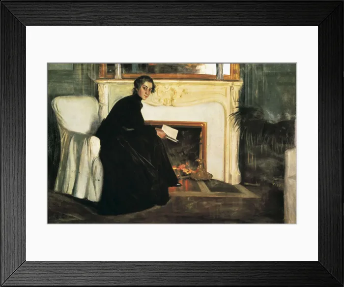 Framed Print : RUSIOL i PRATS, Sainttiago (1861-1931). Romantic Novel. 1893-1894. Modernism. Oil on canvas. SPAIN. Barcelona. National Art Museum of Catalonia