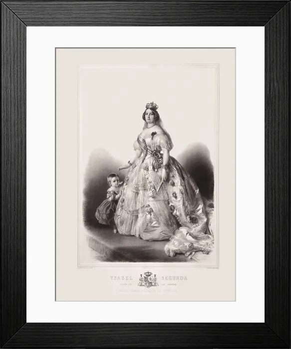 Framed Print : Spain (19th c.). The queen Isabel II with his daughter Isabel de Borbn, Princess of Asturias. Litography. SPAIN. Madrid. Municipal Museum. AISA / Everett Collection**US SALES ONLY**
