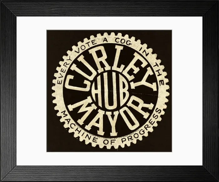 Framed Print : James Michael Curley, design for a button for Curley's successful campaign to be Mayor of Boston. 1914