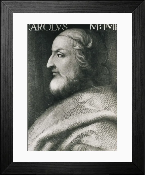 Framed Print : CHARLEMAGNE or CHARLES I (742-814). Painting. ITALY. Florence. Galleria degli Uffizi (Uffizi Gallery). AISA / Everett Collection**US SALES ONLY**