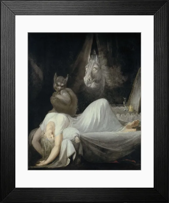 Framed Print : FUSELI, Johann Heinrich (1741-1825). The Nightmare. 1790 - 1791. Romanticism. Oil on canvas. GERMANY. Frankfurt. Goethe House and National Goethe Museum Framed Print : FUSELI, Johann Heinrich (1741-1825). The Nightmare. 1790 - 1791. Romanticism. Oil on canvas. GERMANY. Frankfurt. Goethe House and National Goethe Museum