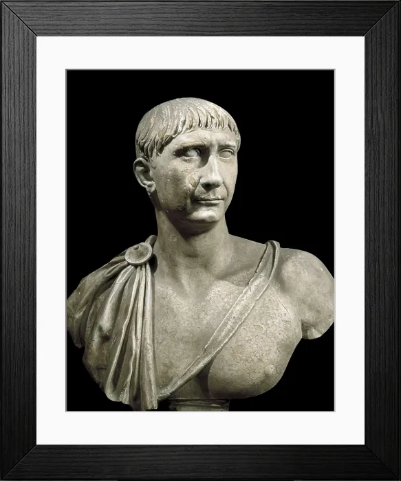 Framed Print : Bust of Trajan. ca. 108. Roman art. Early Empire. Sculpture on marble. ITALY. Rome. Capitoline Museums. AISA / Everett Collection**US SALES ONLY**