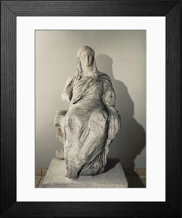 Framed Print : Demeter. ca. 350 BC. Figure from the Sanctuary of Demeter. Hellenistic art. Sculpture on marble. UNITED KINGDOM. London. The British Museum. Proc: TURKEY. Knidos or Cnidus