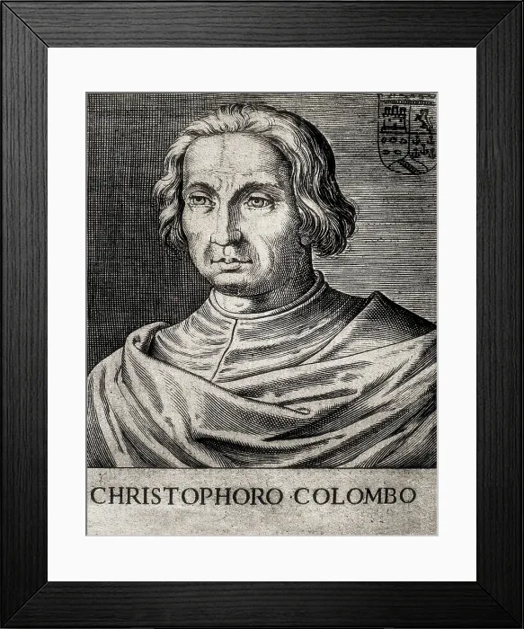 Framed Print : COLUMBUS, ChrIstopher (1451-1506). Engraving. SPAIN. Madrid. National Library. AISA / Everett Collection**US SALES ONLY**
