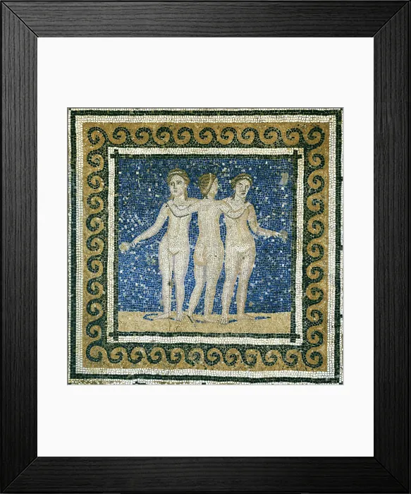 Framed Print : The Three Graces. 3rd-4th c. Roman art. Late Empire. Mosaic. SPAIN. Barcelona. Archaeology Museum of Catalonia. Proc: SPAIN. Barcelona. AISA / Everett Collection**US SALES ONLY** Framed Print : The Three Graces. 3rd-4th c. Roman art. Late Empire. Mosaic. SPAIN. Barcelona. Archaeology Museum of Catalonia. Proc: SPAIN. Barcelona. AISA / Everett Collection**US SALES ONLY**