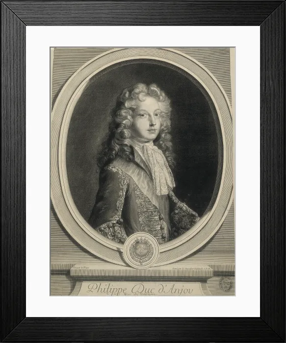 Framed Print : PHILIP V of Spain (1683-1746). King of Spain (1701-1746). Portrait being Duke of Anjou. Etching. SPAIN. Madrid. National Library. AISA / Everett Collection**US SALES ONLY**