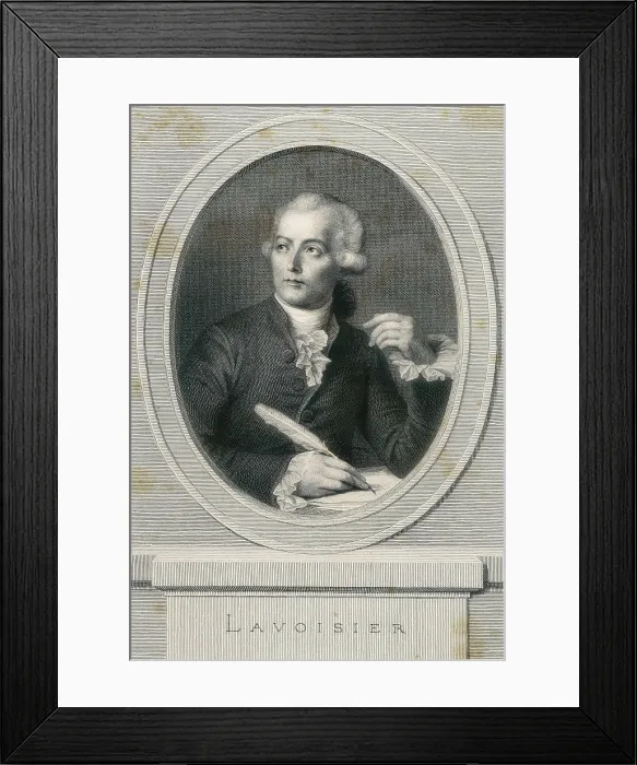 Framed Print : Lavoisier, Antoine-Laurent (1743-1794). Engraving. Paris (1864). Etching. SPAIN. Barcelona. Biblioteca de Catalunya (National Library of Catalonia)
