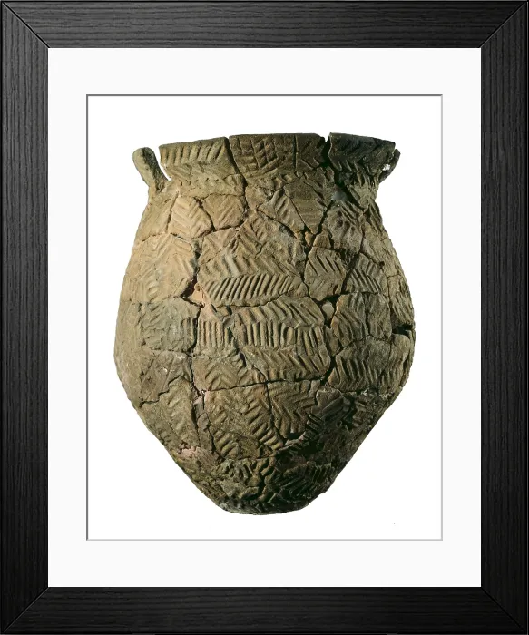 Framed Print : Vase of the Hallstatt Culture (9th-5th c. BC.). Iron Age. Ceramics. SPAIN. Solsona. Diocesan and Regional Museum. Proc: SPAIN. CATALONIA. Solsons