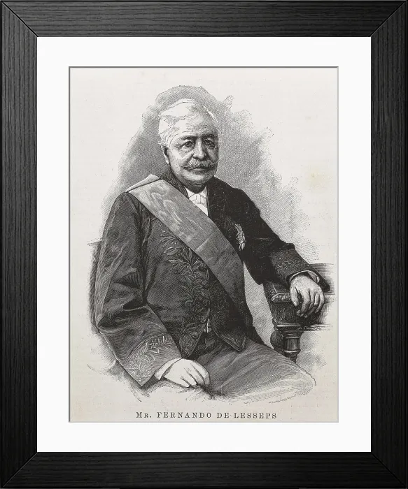 Framed Print : Lesseps, Ferdinand, vicomte de (1805-1894). Portrait from 1894. Etching. AISA / Everett Collection**US SALES ONLY** Framed Print : Lesseps, Ferdinand, vicomte de (1805-1894). Portrait from 1894. Etching. AISA / Everett Collection**US SALES ONLY**