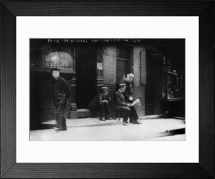 Framed Print : New York City, police and detectives guarding Chinatown, July 6, 1909