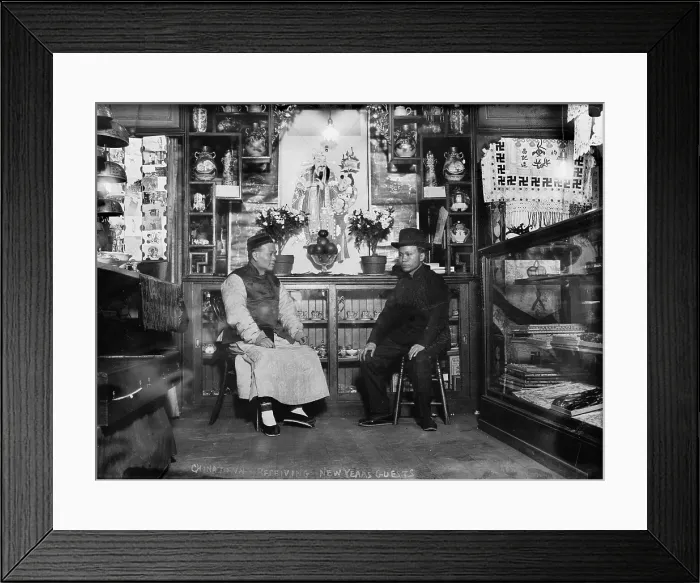 Framed Print : Chinatown, receiving New Year's guests, circa 1900-1930