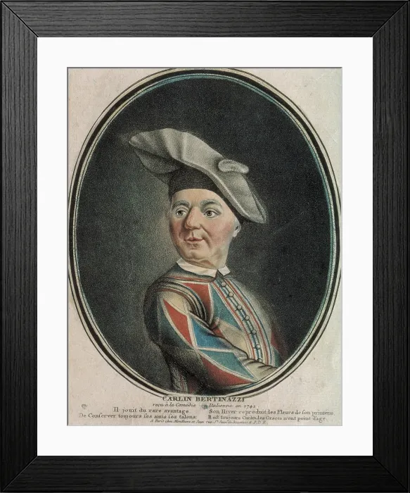 Framed Print : BERTINAZZI, Carlin (18th century). Actor of Commedia italiana. Litography. AISA / Everett Collection**US SALES ONLY**