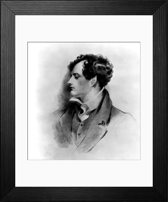 Framed Print : George Gordon Byron, Lord Byron. Engraved by H. Meyer, from an original drawing by G.H. Harlow.. Courtesy: CSU Archives / Everett Collection Framed Print : George Gordon Byron, Lord Byron. Engraved by H. Meyer, from an original drawing by G.H. Harlow.. Courtesy: CSU Archives / Everett Collection