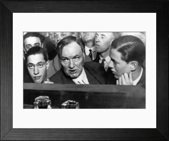Framed Print : LEOPOLD AND LOEB, Nathan Leopold, Attorney Clarence Darrow, Richard Loeb during arraignment in the death of Bobby Franks, Springfield, Il, 1924