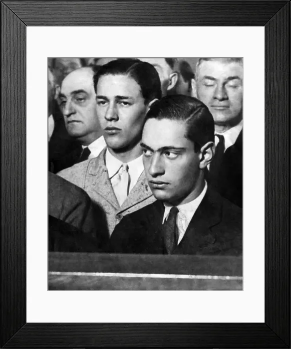 Framed Print : LEOPOLD AND LOEB, Richard Loeb, Nathan Leopold await Court's decision on Writ of Habeus Corpus, IL, 1924.. Courtesy: CSU Archives  /  Everett Collection