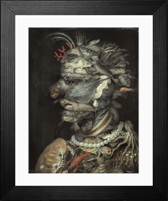 Framed Print : ARCIMBOLDO, Giuseppe (1527-1593). Water (Aqua). 1560s. Painted for Maximilian II. Renaissance art. Cinquecento. Oil on wood. AUSTRIA. Vienna