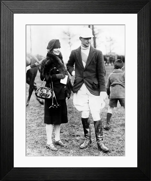 Framed Print : Nancy Astor, member of British Parliament, with her son William Waldorf Astor at the Christ Church and Bullingdon Club Point-to-Point Steeplechase, Berkshire, England, 1928