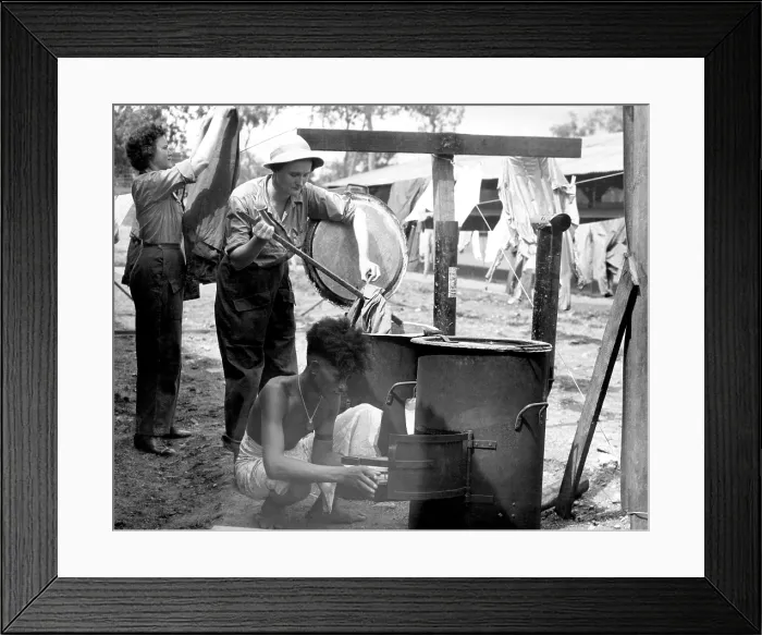 Framed Print : American WACS (top left), washing laundry in New Guinea, June, 1944. Courtesy: CSU Archives / Everett Collection