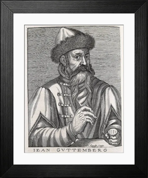Framed Print : Gutenberg, Johannes Gensfleich (c.1400-1468). Portrait of Gutenberg. Engraving. SPAIN. Madrid. National Library. AISA / Everett Collection**US SALES ONLY**