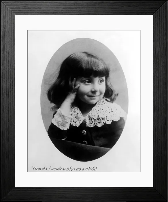 Framed Print : Wanda Landowska, harpsichordist, as she appeared in Warsaw for her first recital at the age of four. The program consisted of Mozart sonatas Framed Print : Wanda Landowska, harpsichordist, as she appeared in Warsaw for her first recital at the age of four. The program consisted of Mozart sonatas