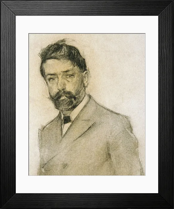 Framed Print : CASAS i CARBO, Ramn (1866-1932). Portrait of Llus Graner. 1899 - 1905. Dtail. Modernism. Drawing. SPAIN. Barcelona. National Art Museum of Catalonia
