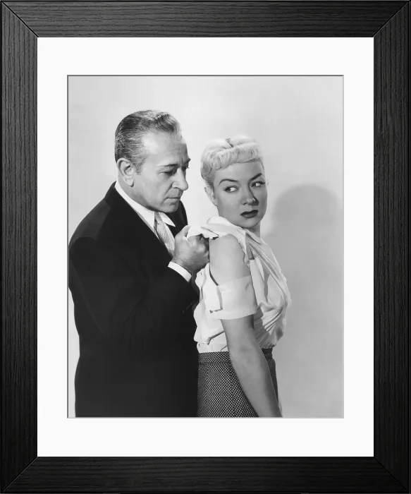 Framed Print : A BULLET FOR JOEY, from left: George Raft, Audrey Totter, 1955