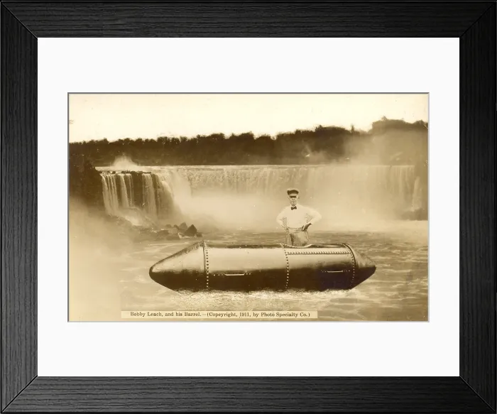 Framed Print : Bobby Leach, and his barrel Framed Print : Bobby Leach, and his barrel