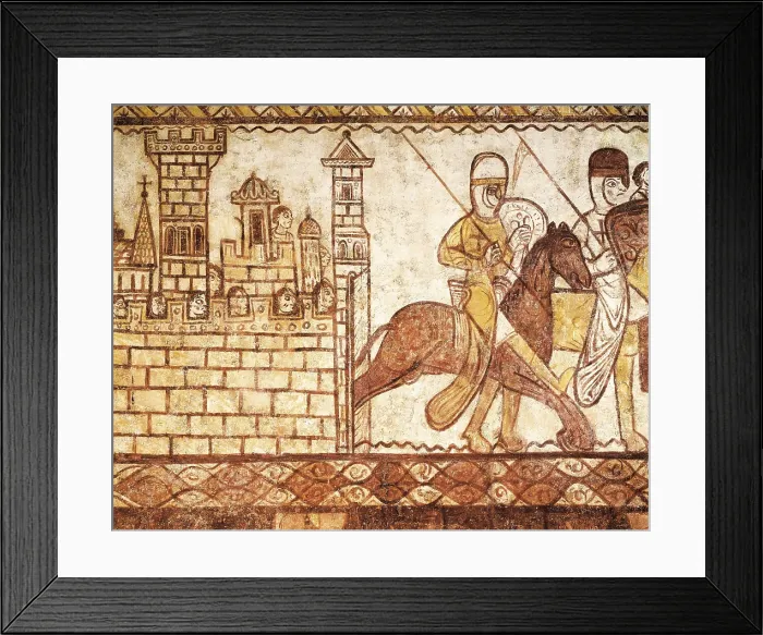 Framed Print : Second Crusade (1147-1149). Battle in Syria. Fresco of the Templar Chapel. Romanesque art. Fresco. FRANCE. Paris. National Museum of French Monuments. Proc: FRANCE Framed Print : Second Crusade (1147-1149). Battle in Syria. Fresco of the Templar Chapel. Romanesque art. Fresco. FRANCE. Paris. National Museum of French Monuments. Proc: FRANCE