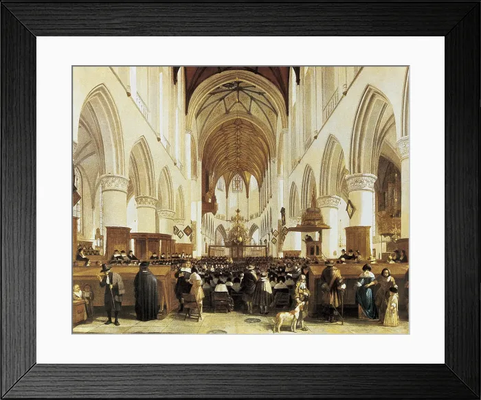 Framed Print : BERCKHEYDE, Gerrit (1638 - 1698). The Interior of the Grote Kerk, Haarlem. 1673. Baroque art. Oil on wood. UNITED KINGDOM. London. National Gallery