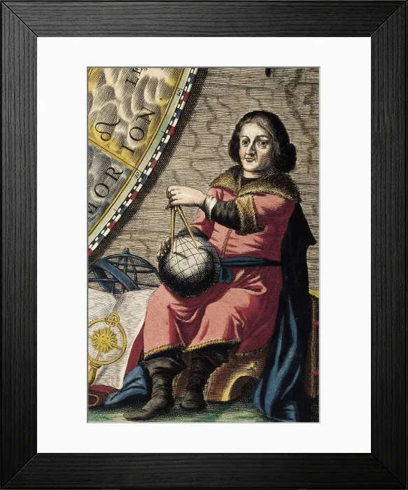 Framed Print : COPERNICUS, Nicolaus (1473-1543). Copernicus planisphere. Dtail with portrait. Etching. SPAIN. Madrid. National Library. AISA / Everett Collection**US SALES ONLY**