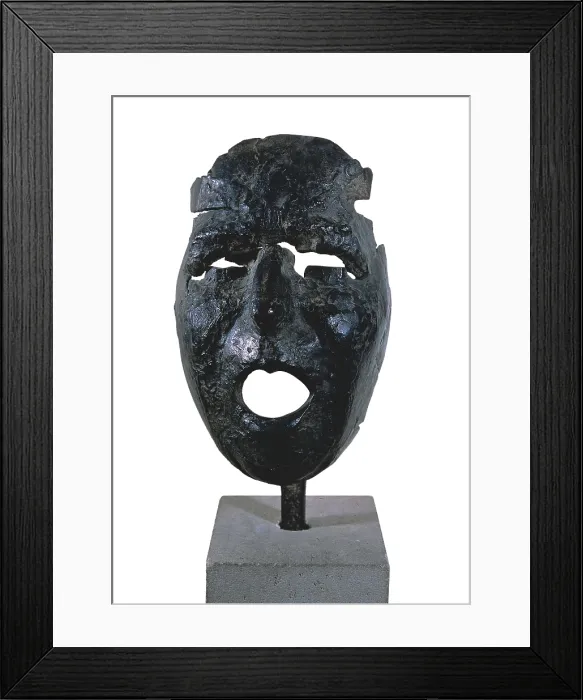 Framed Print : GONZALEZ, Julio (1876-1942). Mask of Montserrat Screaming. 1937. Sculpture on bronze. FRANCE. Antibes Framed Print : GONZALEZ, Julio (1876-1942). Mask of Montserrat Screaming. 1937. Sculpture on bronze. FRANCE. Antibes