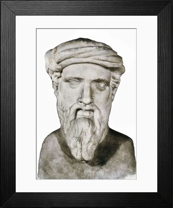 Framed Print : PYTHAGORAS ( c. 580 BC - c. 500). Roman copy from a Greek original. Roman art. Sculpture on marble. ITALY. Rome. Capitoline Museums. AISA / Everett Collection**US SALES ONLY** Framed Print : PYTHAGORAS ( c. 580 BC - c. 500). Roman copy from a Greek original. Roman art. Sculpture on marble. ITALY. Rome. Capitoline Museums. AISA / Everett Collection**US SALES ONLY**