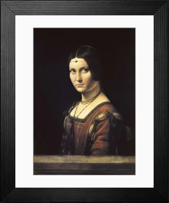 Framed Print : LEONARDO DA VINCI (1452-1519). La Belle Ferronniere. ca. 1490 - ca. 1495. Oil on wood. FRANCE. Paris. Louvre Museum. AISA / Everett Collection**US SALES ONLY** Framed Print : LEONARDO DA VINCI (1452-1519). La Belle Ferronniere. ca. 1490 - ca. 1495. Oil on wood. FRANCE. Paris. Louvre Museum. AISA / Everett Collection**US SALES ONLY**